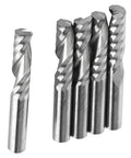 5Pcs 6mm Shank Tungsten Carbide Single Flute End Mills Spiral CNC Milling Bits For Acrylic PVC MDF shown upright
