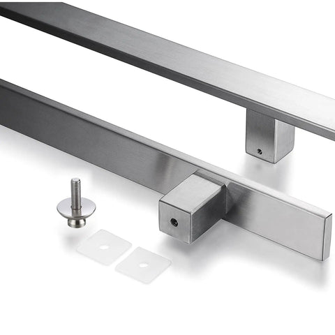 60 Inch Solid Stainless Steel Push Pull Door Handle Set With Heavy Duty Commercial Grade 304 Brushed Finish Deep Engagement Standoffs Glass And Barn Door Pulls For Interior Doors Built To Last, brushed steel pair with standoffs