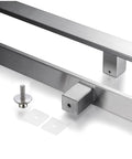 12 Inch Solid Stainless Steel Push Pull Door Handle For Barn And Glass Doors Heavy Duty Commercial Grade Brushed Finish With 304 Stainless Steel Standoffs And 4.6mm Deep Engagement, pair view