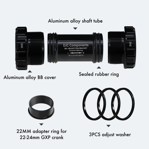 Ceramic Bearing Bottom Bracket 68-73mm BSA English Threaded 22mm 24mm GXP Spindle For MTB And Road Bikes components display.
