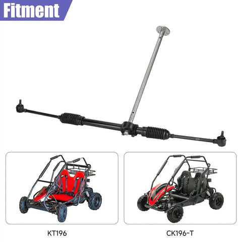 Steering Gear Assembly Compatible With Coleman KT196 CK196 196cc 6.5HP Go Kart And Kandi 110cc Quad with linkage and knuckle ball joints