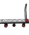 2 In 1 Heavy Duty Flatbed Cart With Foldable Platform And Removable Cage Five Silent TPR Wheels 2000 Lbs Capacity Hand Truck For Garage Or Warehouse Converts To Flat Cart For Large Loads, side view