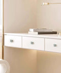 Two Pack Square Ceramic Drawer Knobs With Screws Dark Gray Cabinet Pulls for dresser drawers in a modern bedroom setting