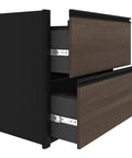 Close-up of three drawer pedestal from Badass L Shaped Standing Desk With Three Drawer Pedestal Scratch Resistant Laminate Top One Inch Thick Heavy Duty Pro Gear Boss Move Home Office Bundle Complete Set.