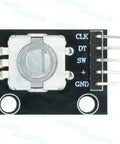 Front view of Six Pack 360 Degree Rotary Encoder Module With Push Button Knob Cap For Arduino Raspberry Pi ESP32 STM.