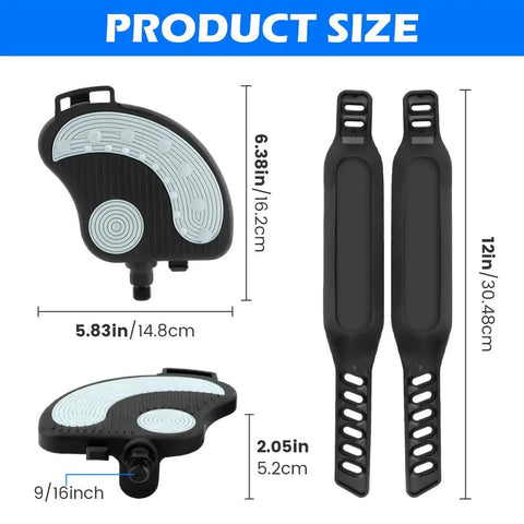 Pair Of Exercise Bike Pedals With Straps For Indoor Cycling And Stationary Or Recumbent Bikes 9 16 Inch Spindle Replacement Pedals Set size chart