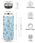Boss Level 304 Stainless Steel Insulated Tumbler With Secure Straw Lid And Leak Proof Screw Cap, Golf Cart Ready Travel Coffee Mug, dimensions and lid details.