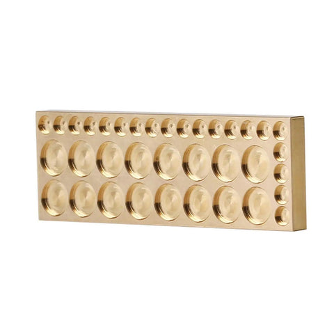 Heavy-Duty Pure Copper 36 Compartment Organizer, 70x19.5x5MM, for tiny watch screws and clock parts, durable design.