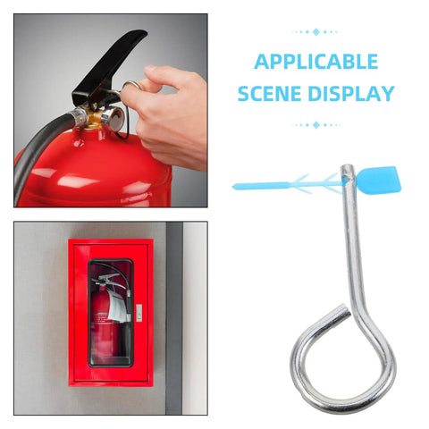 Fire Extinguisher Cotter Pins Replacement Kit with Easy Install Iron Pins and Plastic Tamper Seals 20 Pack shown in use.