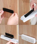 Heavy Duty 1x4 Inch Hook And Loop Fastener Strips With Adhesive, 20 Sets in use for mounting a power strip on wood wall.