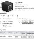 Diagram of 5 Pack 4 Pin SPNO Automotive Relay 20A Sealed, Plug and Play Direct Replacement for Polaris, with feature list.