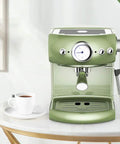 Semi Automatic Espresso Machine 19 Bar Pump With Pressure Gauge Dual Temperature Control For Home Use Retro Green Design
