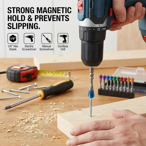 Using 10Pc Magnetic Collar Phillips Cross Bit Set For Electric Drills And Cordless Drivers Quarter Inch Hex Shank on wood
