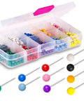 Kickass Bulk Supply Of 600 Heavy Duty Map Tack Push Pins Featuring Smooth Plastic Bead Heads And Vibrant Assorted Colors For Bulletin Boards And Classroom Organization in an organized box.