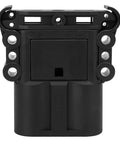 Heavy Duty 160A Wire Connectors Plugs Rated At 150V For Electric Forklifts And Stackers High Current Capacity Male Electrical End Pins, black connector front view.