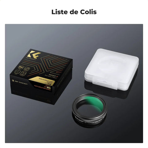 Black Mist Diffusion One Quarter Filter For Fujifilm X100 Series with packaging box and white case