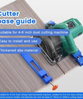 Adjustable Cutting Guide For 4-6-Inch Electric Circular Saws Milling Positioning Clamp in use on tabletop, blue gear