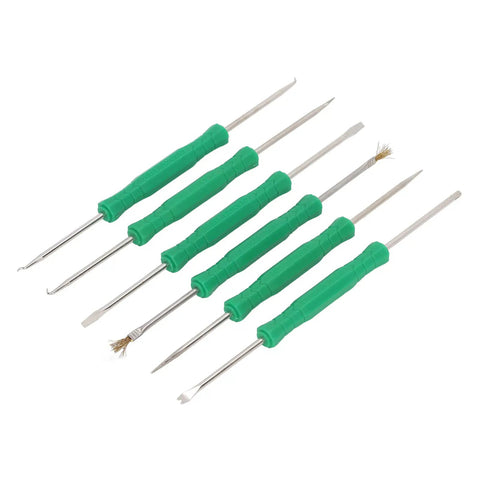 Six Piece Pro Grade Solder Helper Tool Set For Electronics Repair With Double Sided Hardened Tips Aluminum Alloy and ABS Build