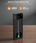 Smart Wireless Meat Thermometer With Bluetooth And WiFi Ultra Range showing charging case with 48-hour battery life graphic.