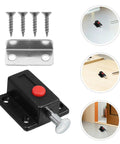 8 Pack Black Spring Loaded Door Latch Push Button Cabinet Lock With 3.6mm Aperture Surface Mounted Design