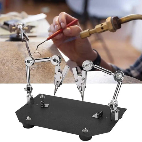 Auxiliary Welding Fixture Clip With Adjustable Angle And 360 Degree Rotation Jewelry Soldering Table Clamp displayed in use