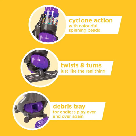 Dyson Ball Miniature Vacuum Toy for Kids 3 Plus with realistic twist and turn action featuring cyclone beads and debris tray.
