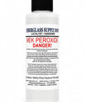 Clear MEKP Peroxide Catalyst Hardener for Polyester Resin and Gelcoat, 4 Oz Bottle with warning label visible