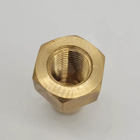 Propeller Shaft Nut For Longtail Mud Motors And Small Boats Like Canoe Gheenoe And John Boat Keyed Tapered Shaft Standard One Quarter Inch By Nineteen BSPP Short One And A Quarter Inch Brass Head Nut Built Tough For Rough Water, top view