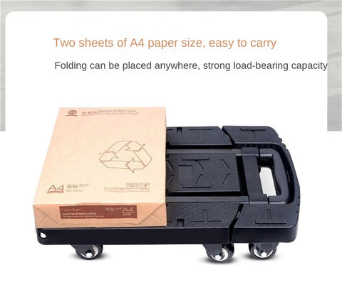 Foldable Moving Trolley For Easy Transport, Retractable Flatbed Sack Truck With 4 Swivel Front Wheels And 2 Fixed, with A4 box