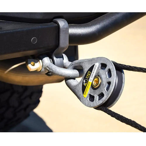 Beefy Snatch Block for Off Road Recovery, Mid to Full Size attached to vehicle, 52,000 Pound Breaking Strength, Steel Cable or Synthetic Winch Line