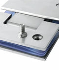 Premium Heavy Duty Glass Door Hinge With A Buttery Smooth Wide Swing And Totally Rust Proof Stainless Steel Build For Cabinets And Bathroom Fixtures That Really Holds Up And Stays Rock Solid Over Time close-up view of steel hinge mechanism with blue rubber seal