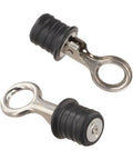 1-1/4 Inch Drainage Outlet Seal with Stainless Steel Body and Rubber Core, leakproof stopper for outdoor equipment, shown in two views.