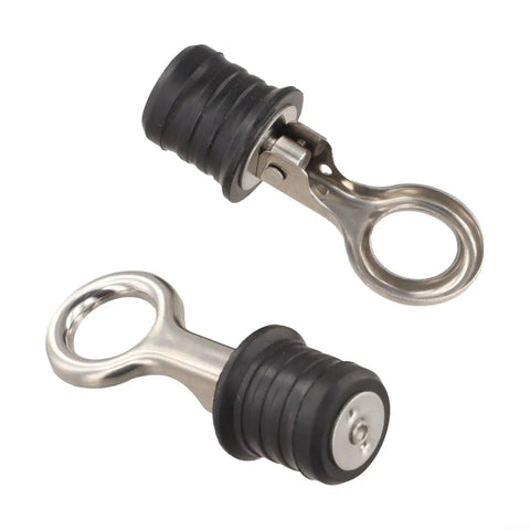 1-1/4 Inch Drainage Outlet Seal with Stainless Steel Body and Rubber Core, leakproof stopper for outdoor equipment, shown in two views.