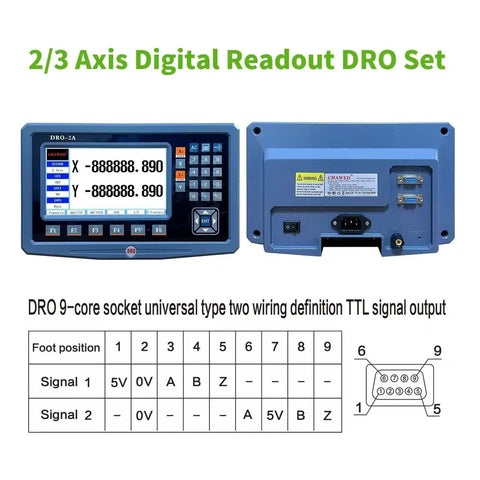 Two Axis Digital Readout Screen For Milling Machines And Lathes High Precision DRO Display With 5 Micron Resolution front and back view
