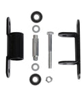 Beefy Heavy Duty Gate Hinge 7 Inch Black Outdoor Bolt On Fence Hinge for Heavy Gates 1000 Lbs Load Capacity Galvanized Inner Core Painted Outer Finish Weatherproof Outdoor Hardware Easy Install, exploded view with bolts