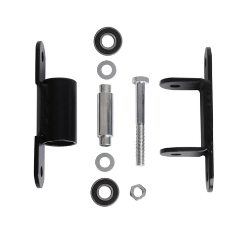 Beefy Heavy Duty Gate Hinge 7 Inch Black Outdoor Bolt On Fence Hinge for Heavy Gates 1000 Lbs Load Capacity Galvanized Inner Core Painted Outer Finish Weatherproof Outdoor Hardware Easy Install, exploded view with bolts