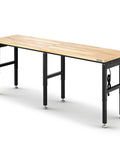 Beefy 4000 Lb Capacity Adjustable Workbench With Power Outlet And Pegboard, heavy duty steel frame, 96x24 inch rubber wood top