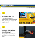 Bending system of No Fuss CNC Rebar Bender And Steel Hoop Machine showing pneumatic shaft and adjustable angle feature.