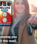 Fresh Replacement Key Fob Batteries For Toyota Remote Keeping Your Vehicle Alive And Running Smooth With Two Cr2032 Cell Packs in packaging.