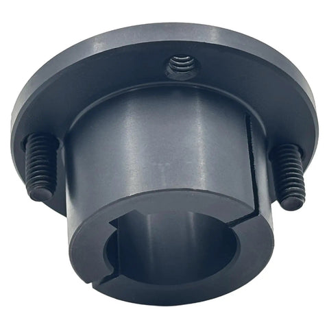 Heavy Duty Split Taper Bushing With H Type Fixed Bore Carbon Steel Locking Collars, close-up view with screws for industrial use.