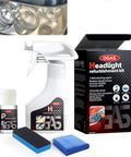 DIY All Vehicle Headlight Restoration Kit with refurbishing agent, towel, and accessories for cloudy yellowed oxidized headlamps
