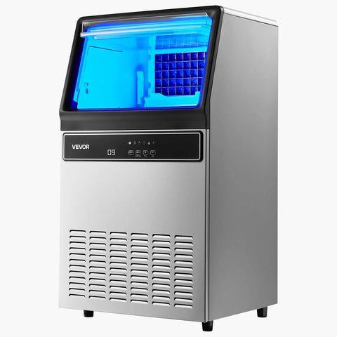 Top Notch Commercial Ice Maker Cranking Out 120 Lbs Daily With Slick Under Counter Design, Built In Self Cleaning, And Rugged Stainless Steel Shell.