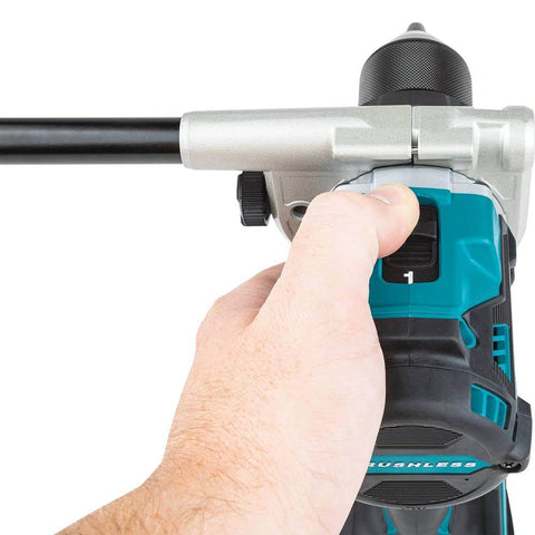 Close-up of Compact 18V Hammer Driver Drill with Brushless Motor, 1/2 Inch Chuck, Tool Only, focusing on speed setting.