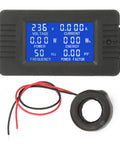 Hella Reliable Digital Voltmeter Ammeter Monitor With CT Sensor For Home Appliance Energy Tracking displaying voltage and current readings.