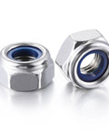 M10 Nylon Inserted Stainless Steel Hex Lock Nuts 304 Self Locking Self Clinching Pack Of 20 10mm Thread 17mm Across Flats Hardware