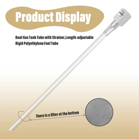 12 Inch Universal Boat Fuel Tank Pickup Tube With Strainer Fits Standard Marine Gas Tanks Made From High Density Polyethylene With Durable Aluminum Alloy Joints No-Hassle Corrosion-Resistant Fuel Pickup For Boats Easy Install And Reliable Fuel Line Access