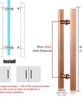 Door Pull Handle For Barn And Sliding Doors, Modern Square H Shape Push Pull Hardware In Gold Rose Finish, 32 Inch 80 Cm