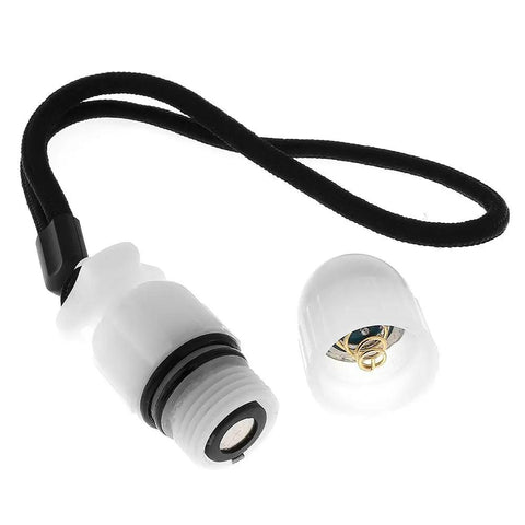 Disassembled view of the Underwater Strobe Signal Light For Night Dives, Scuba Marker LED Safety Lamp, Firefly Beacon, white body