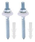Built Tough Basin Mounting Kit With Screws Bolts Nuts And Washers For Wall Mounted Sink Install DIY Friendly Self-Tapping Bathroom Hardware Set Heavy Duty Wall Mounting Kit With Expansion Screws And Caps, two anchors