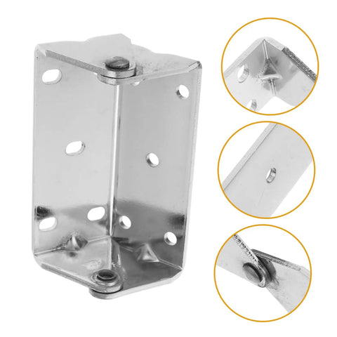 PRETYZOOM Industrial Oven Door Metal Hinge Heavy Duty Stainless Steel U-Type Hinge Replacement For Baking Drying Equipment Kitchen Appliance Hardware Accessory close-up of shiny U-hinge with multiple holes.